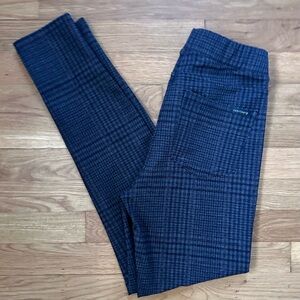 NWOT Sanctuary for Anthropologie Gray with Blue and Brown Plaid Stretch Pants